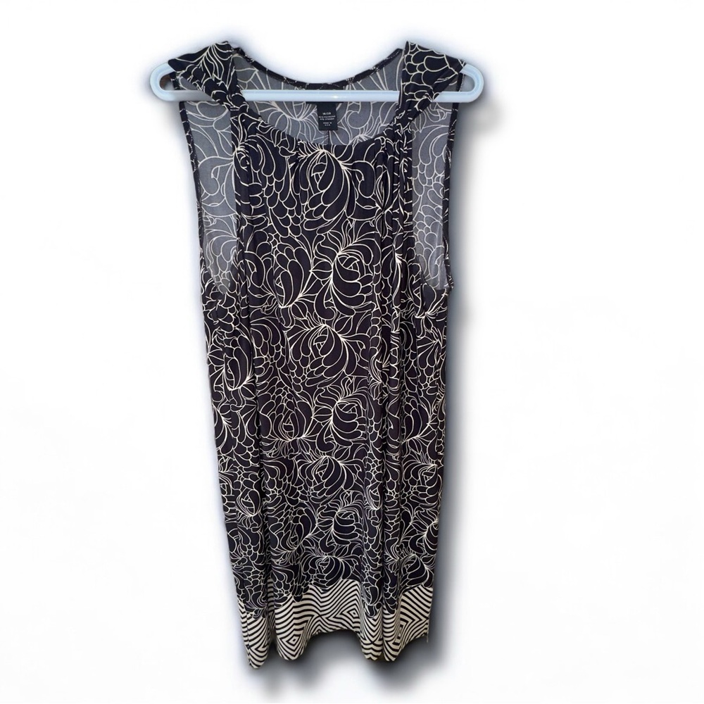 Lane Bryant 18/20 Midi Dress Black White Abstract Floral Print Sleeveless